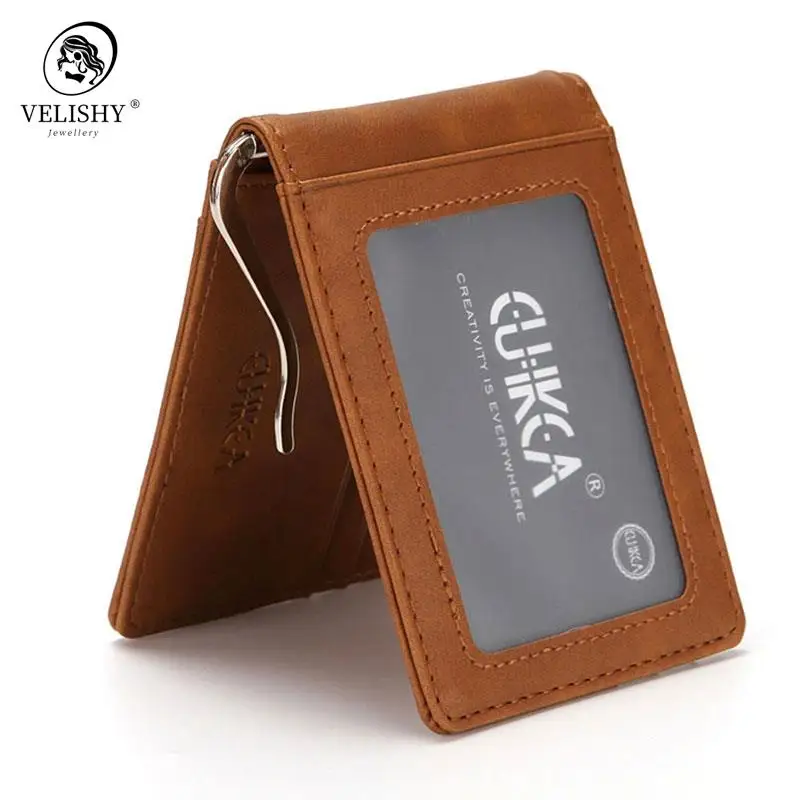 

RFID Men's Leather Slim Bifold Money Clip Wallet Front Pocket Credit Card Holder