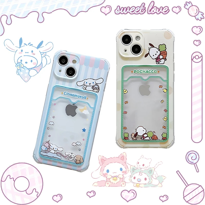 Милый чехол для телефона Sanrio Cinnamoroll, оболочка для iPhone 14, 13, 12, 11, 8, 7, X Pro Max, защитная оболочка для девочек
