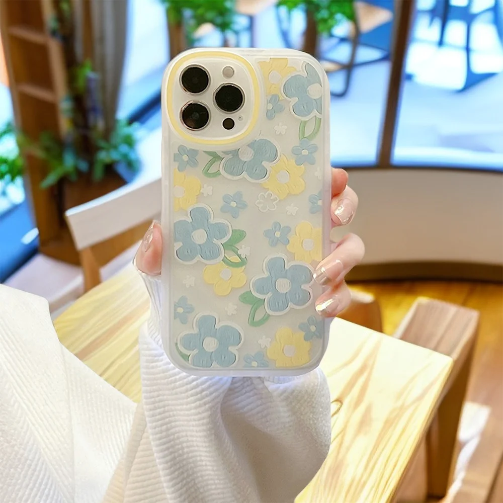 

Fashion Flower Fitted Phone Case For iPhone 14 Pro Max 13 12 11 X XR XS Max 7 8 Plus Matte Soft Silicon Shockproof Cover