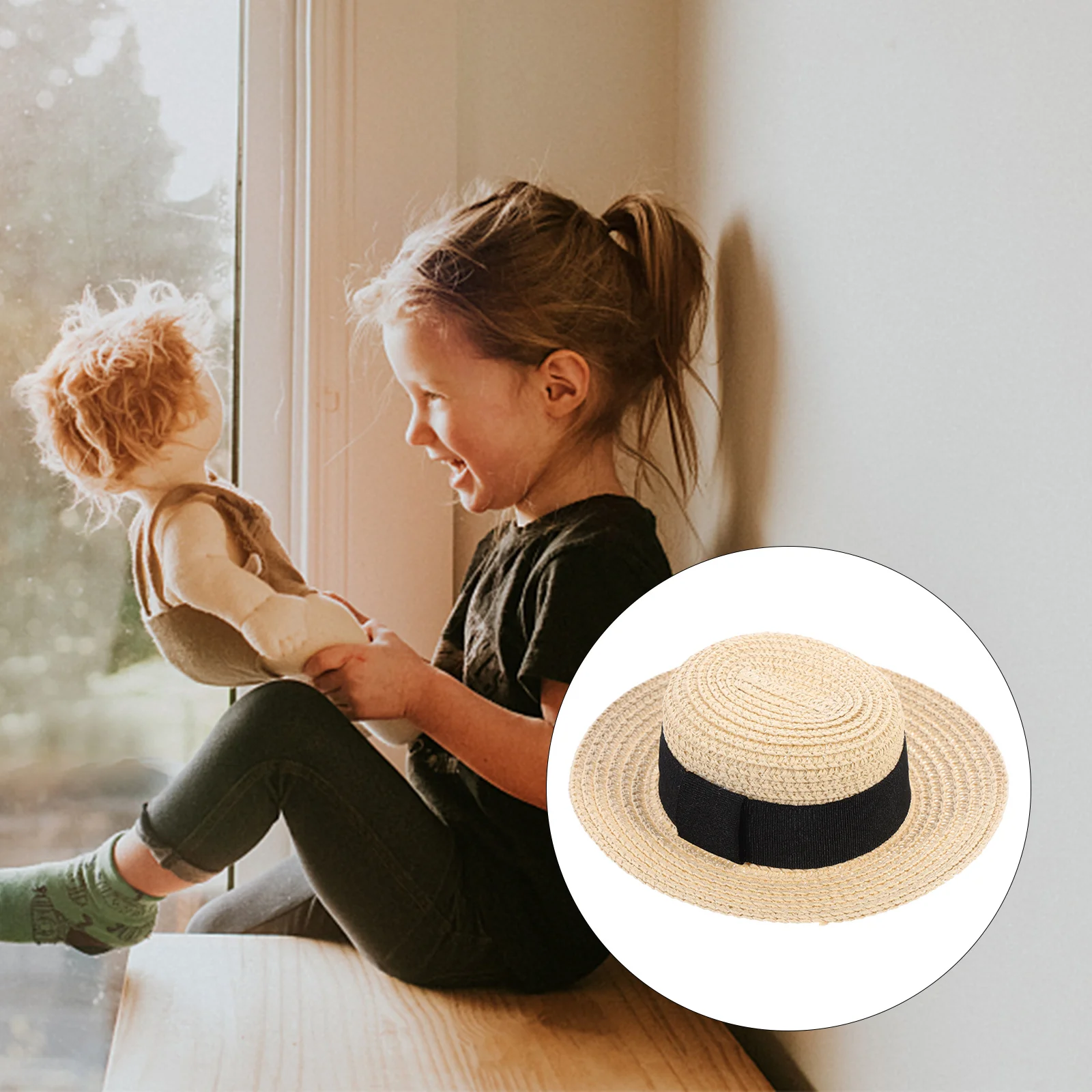 

Hat Ornament Adorable Straw Hat Decor Hand-woven Hat Ornament