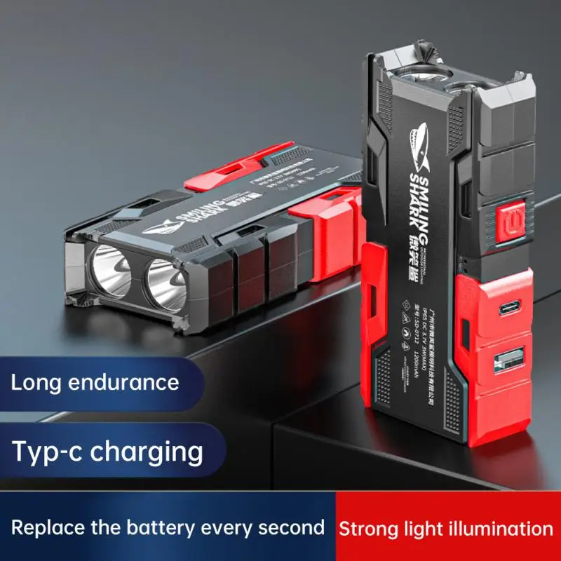 

Portable LED Flashlight Smile Shark High-brightness Long-range Rechargeable Light Night Riding Light Waterproof Torch Flashlight