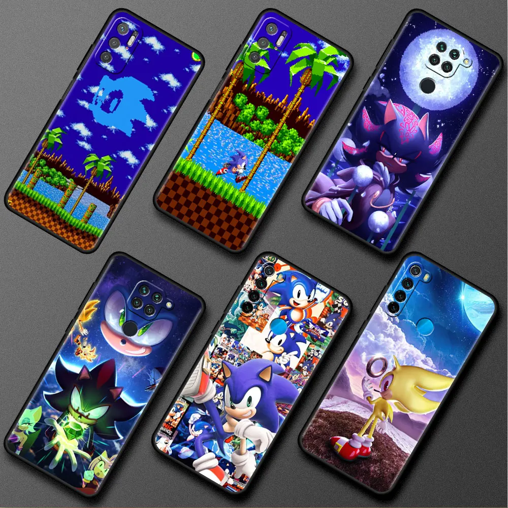 

Blue Hedgehog Speed Case For Xiaomi Redmi Note 9S 11 10 8 Pro 9 4G K40 Black Soft Cover 9A 9C 9T 10C 7 8T Movil Phone Funda