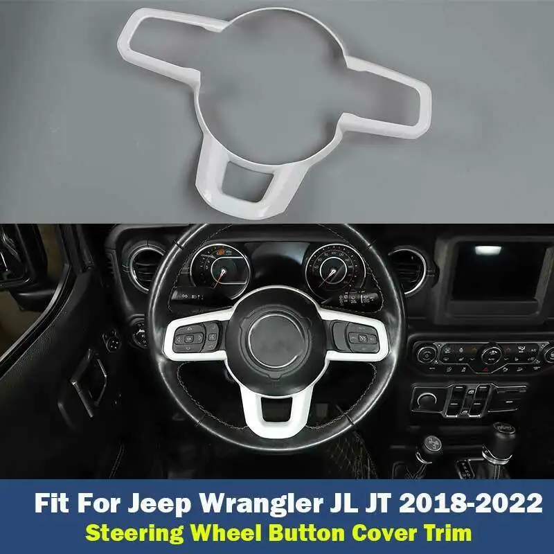 

Подходит для Jeep Wrangler JL 2018-2022, белая крышка кнопки рулевого колеса, отделка, 1 шт.