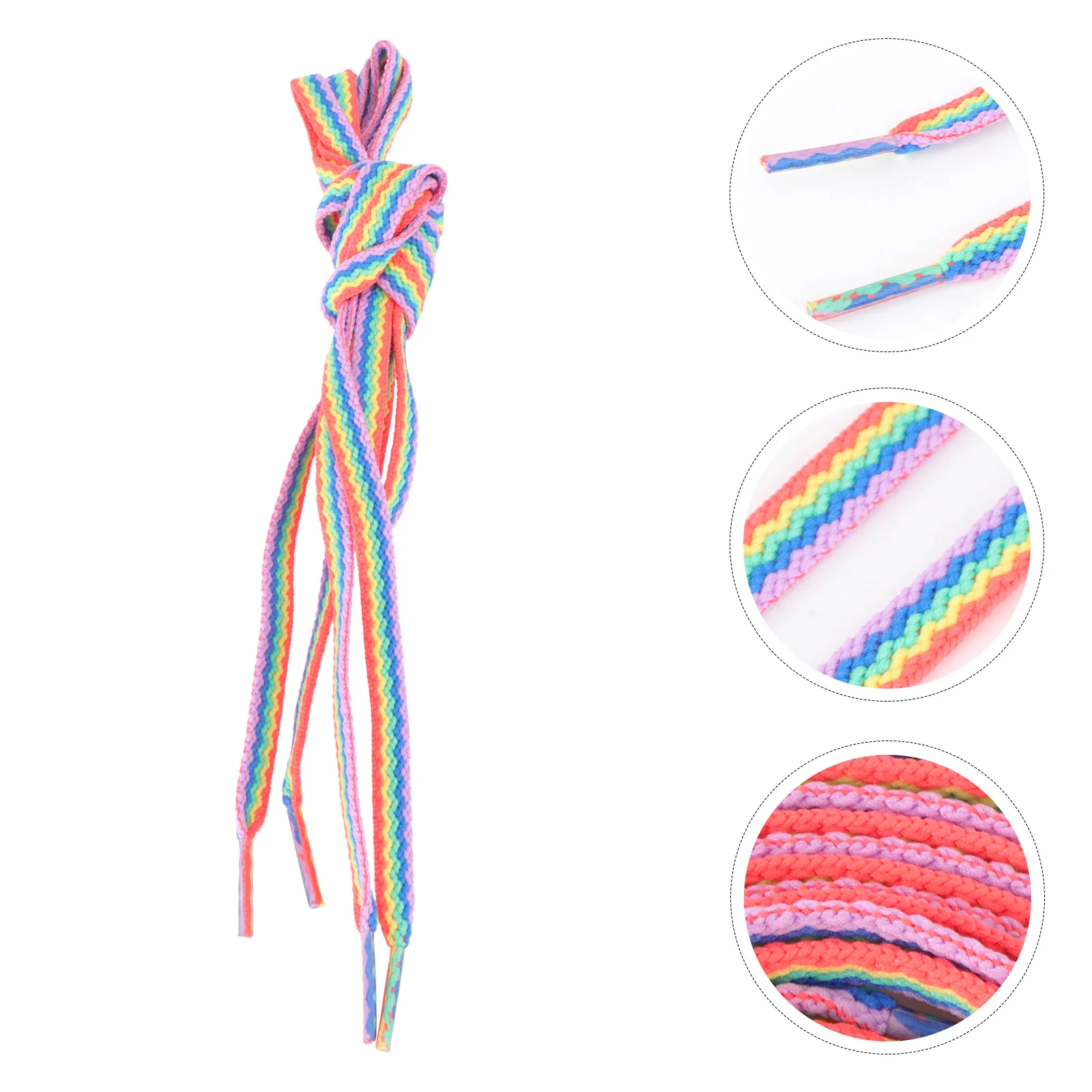 

Rainbow Laces Bright Color Shoelaces Tie Oval Casual Sneakers Ties Kids Gradient