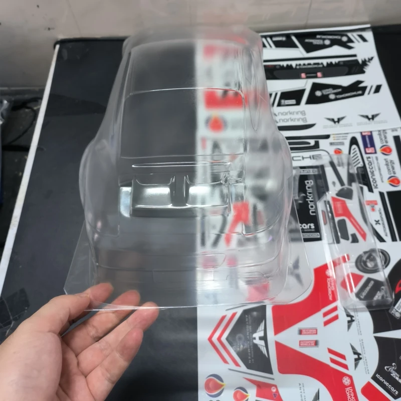 1:10 Porschee 911 RSR прозрачный корпус Lexan с задним крылом + стандартная пряжка наклейка