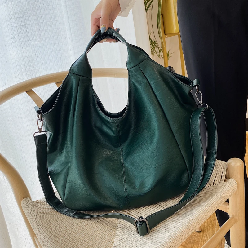 Green Unique Shoulder Bags Women's Big Design Shopper Tote Bags Large Capacity Hobos Bag Lady Soft Leather Messenger Handbag Sac