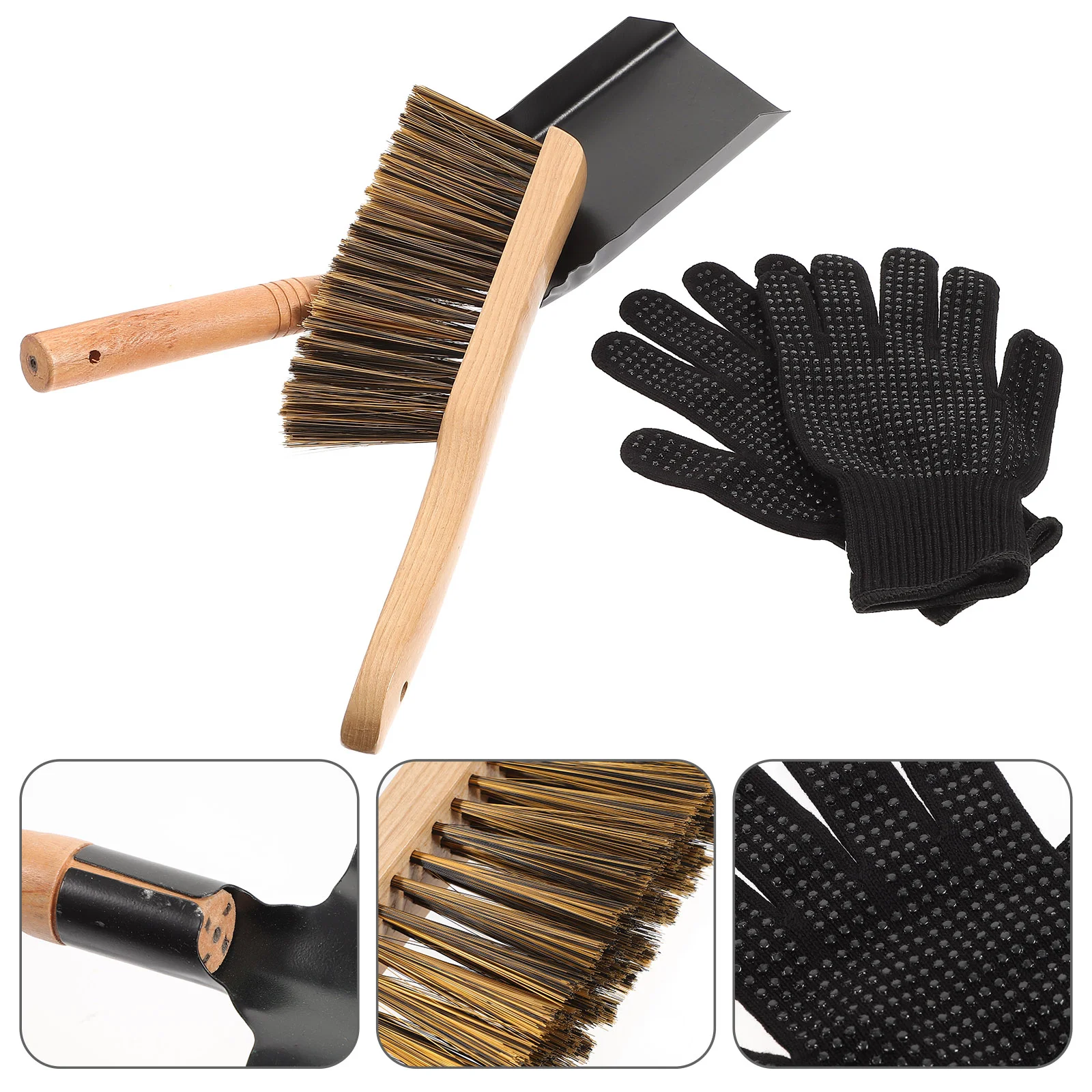 

Fireplace Cleaning Hearth Set Ash Stove Brush Tools Kit Tidy Bbq Gloves Coals Clean Metal Kitchen Grill Household Scoop Tool