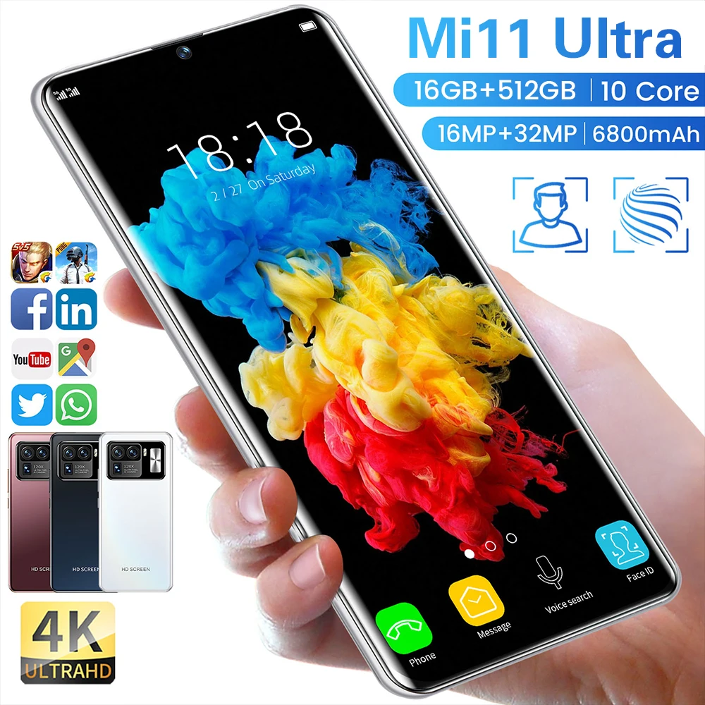 

Global Version Smartphone M11 Ultra 7.3Inch 16+512GB Unlock Celular 6800mAh Android 10 Dual SIM 10Core 4G 5G LTE Cellphone 2022
