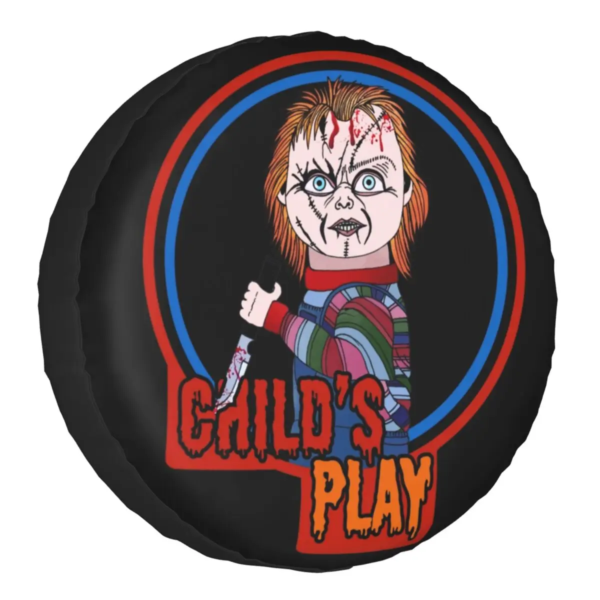 

Halloween Chucky Child's Doll Tire Cover 4WD 4x4 Trailer Horror Spare Wheel Protector for Toyota Jeep Prado Inch