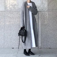 women 2022 autumn and winter wear new fashion long over the knee cardigan womens sweater coat lazy style loose knit sweater