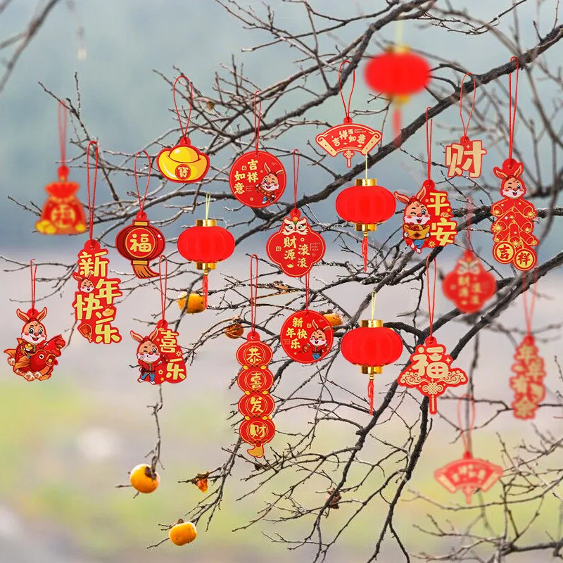 

16pcs New Year Lanterns Pendants 2023 Spring Festival Thickened Jam Pendant Chinese Decorations Hanging Ornaments Plant Decor