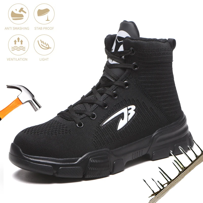 

Outdoor Lightweigh Safety Shoes Breathable Male Workplace Construction Proof Work Shoes Industrial Anti-puncture Casual Boots