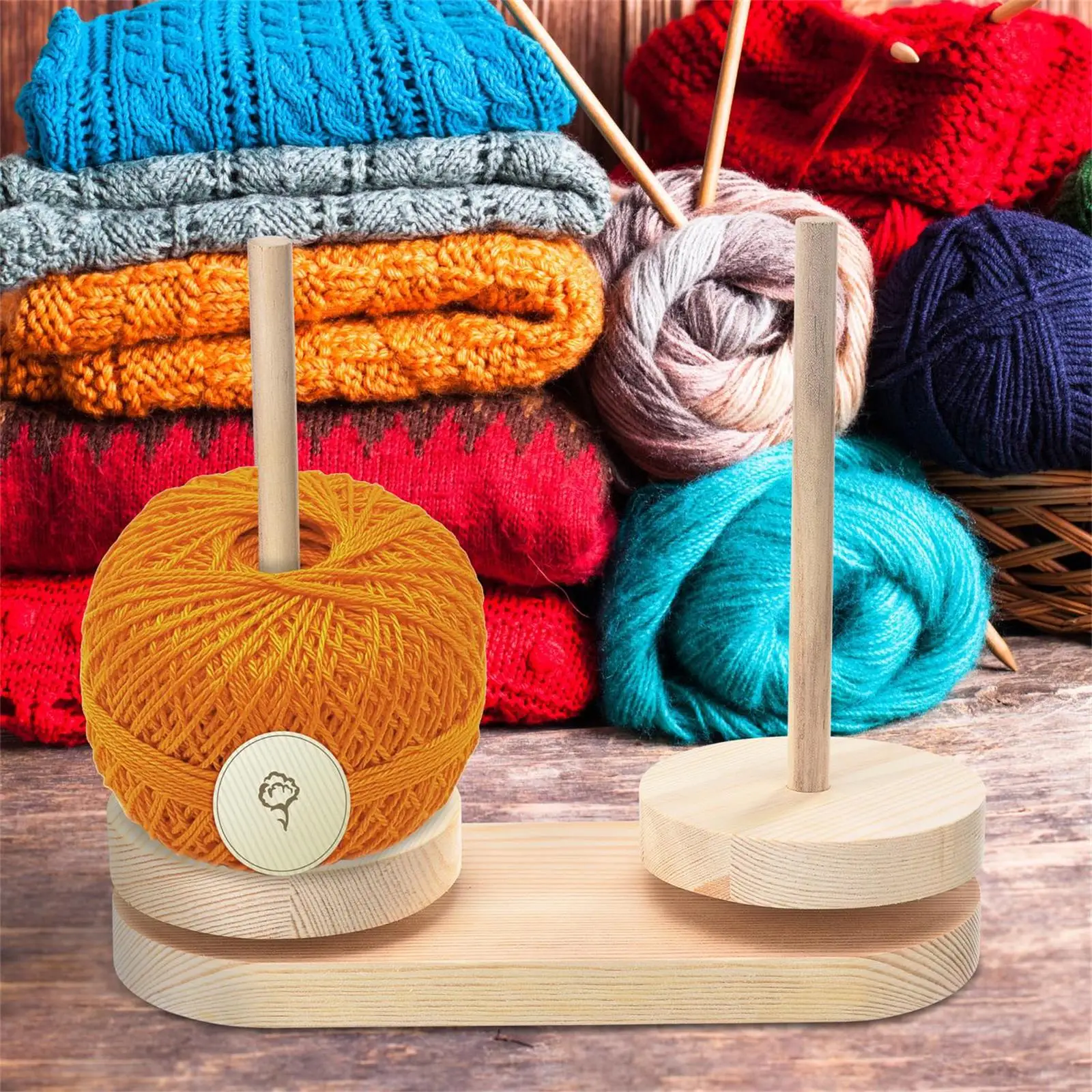 

Держатель для пряжи 22 см, деревянный вращающийся держатель для спиннинга и вязания, аксессуары для начинающих, подставка для швейных ниток, ...