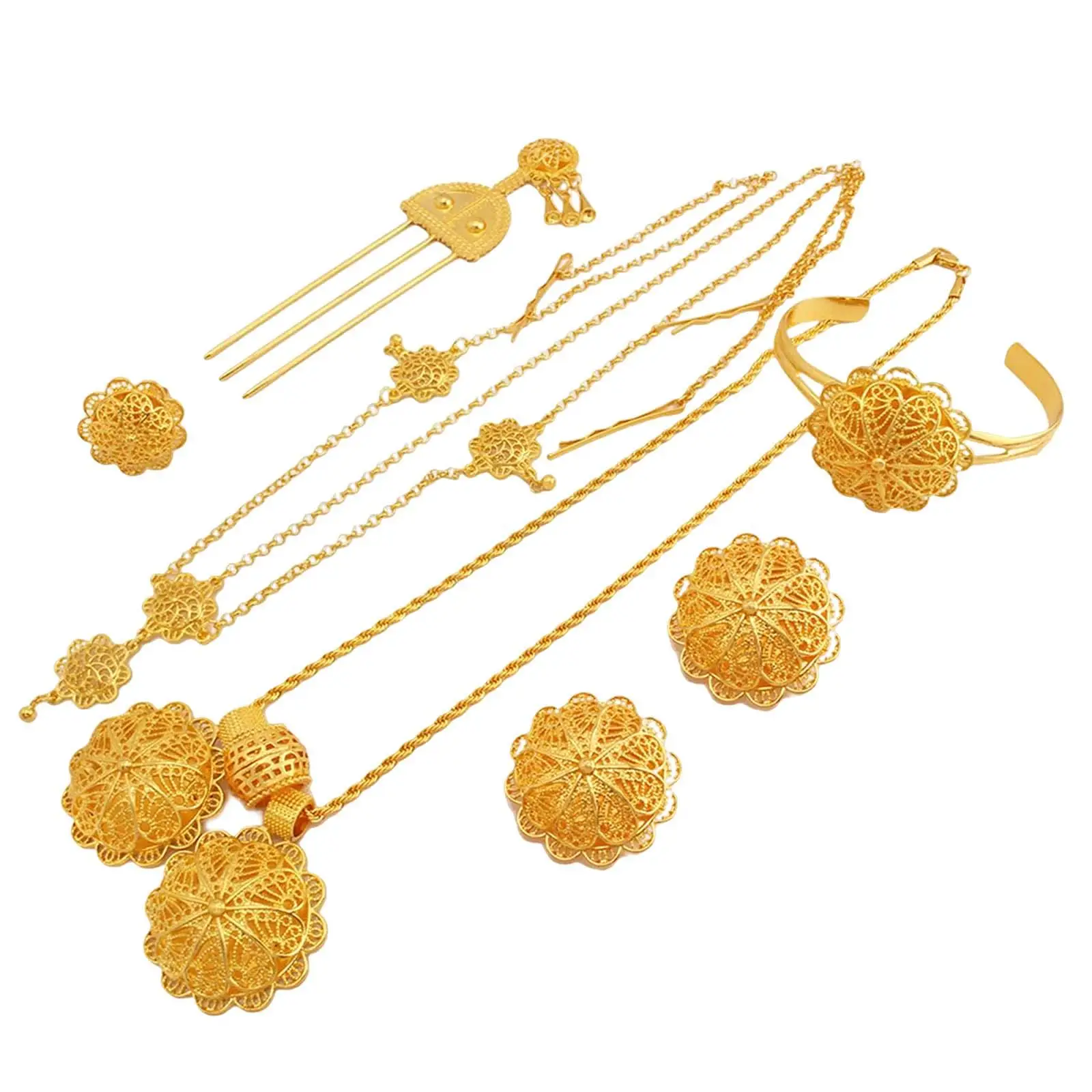 

Африканские Ювелирные наборы ожерелье шпилька для волос Элегантный набор из 6 шт.