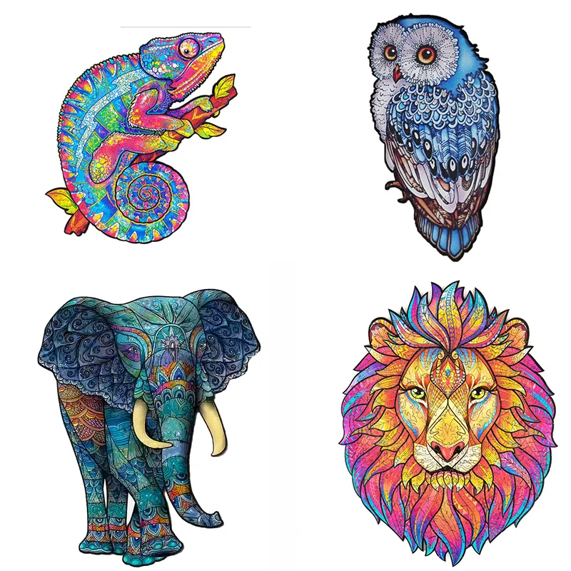 

New 2022 Animal Wooden Puzzle for Adults Children A3 A4 A5 3D Wood DIY Crafts Shaped Christmas Gift Wooden Jigsaw Puzzle Gifts