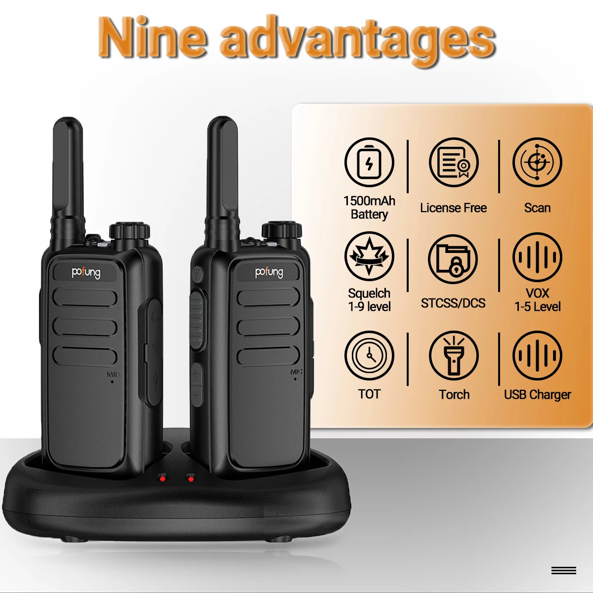 BAOFENG T15 Mini Walkie Talkie FRS License-freei Two Way Radio VOX USB Charging Portable 22CH 2W/0.5W Wireless Set Communicator enlarge