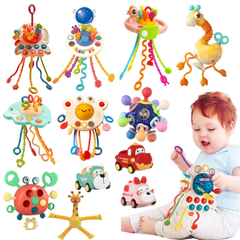 Children Montessori Sensory Toys Baby Toy 1 2 3 Year Pull String Educational Toys Development Fidget Toy For Babies 6 12 Months