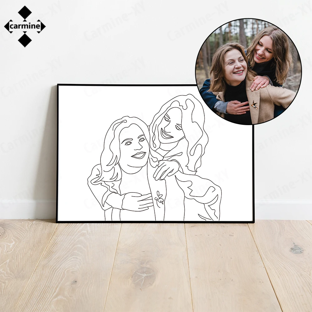 Пользовательская линия холст живопись обнаженный портрет семейный друг от фото