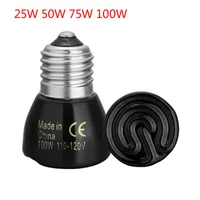 25W 50W 75W 100W Mini Infrared Ceramic Emitter Heat Light Lamp Bulb For Reptile Pet Brooder 110V/220V E27 Pet Heating Light Bulb
