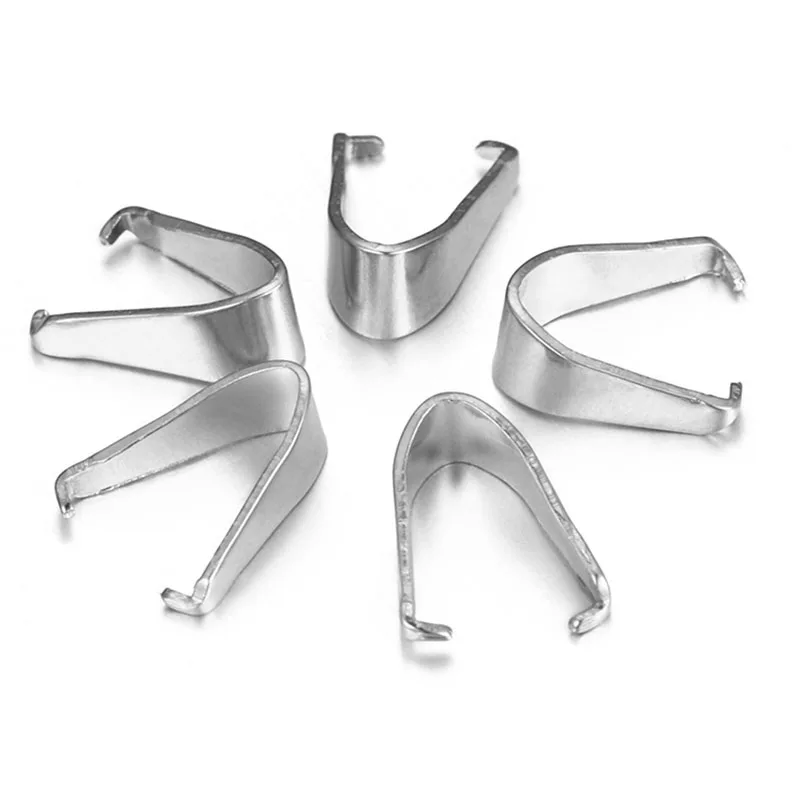 

50pcs Stainless Steel Clip Connectors Pinch Bail Clasp for DIY Jewelry Making Necklace Pendants Hook Accessories Supplier
