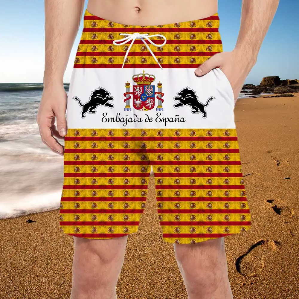 2022 Summer National Flag 3D Printed Loose Beach Shorts Men Casual Hip Hop Shorts Swimwear Men Beachwear Short Pants Oversized