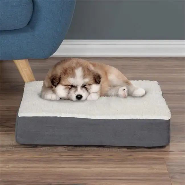 

Orthopedic Sherpa Top Dog Pet Bed with Memory Foam and Removable Cover by