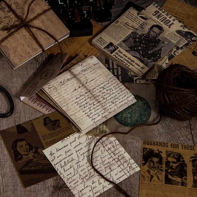 

Vintage Letter Newspaper Material Paper Junk Journal Planner Mixed Paper Memo Pad Scrapbooking Decorative DIY Craft Photo Album