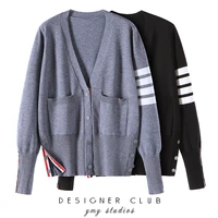 sweater womens loose and lazy style knitted cardigan thickened tb college style jacket couples top trendy