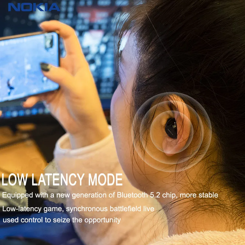 Наушники Nokia P3600 с чипом Qualcomm, беспроводные Bluetooth 5.2, наушники-вкладыши с HiFi-качеством звука и технологией шумоподавления cVc для отмены фонового шума при звонках.
