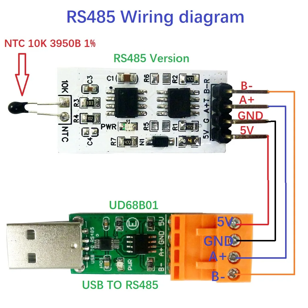 RS485 температурный коллектор Modbus RTU модуль RS232(TTL) 10K 3950 NTC термисторный резистор