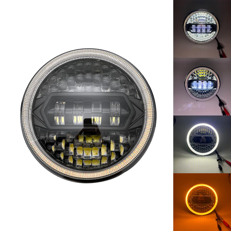 

1PC Black Chrome 5.75" LED Headlight High/Low Beam 5 3/4" Front Driving Headlight Headlamp For Indian Scout Blackline Softail