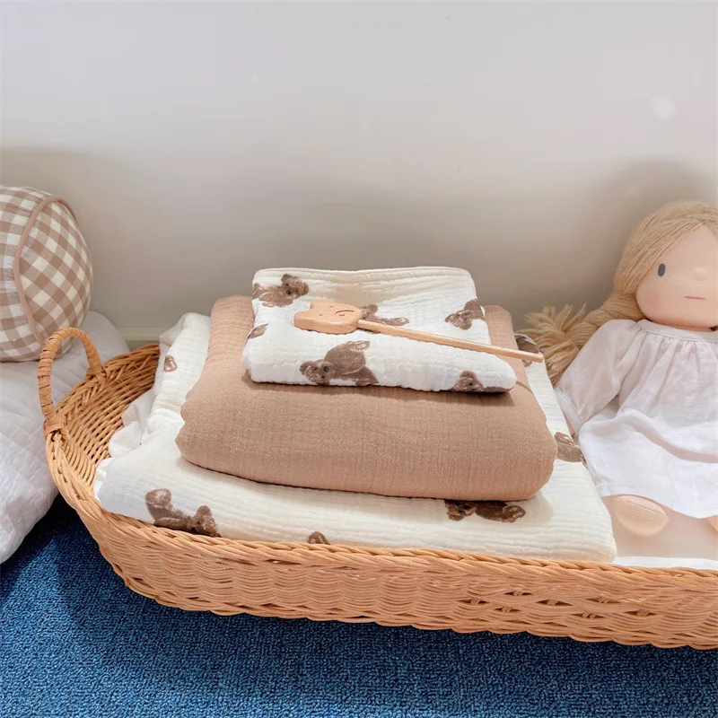 

3PCS Baby Bear Print Cotton Bedding Set Duvet Cover+ Sheet+ Pillowcase 48*74cm