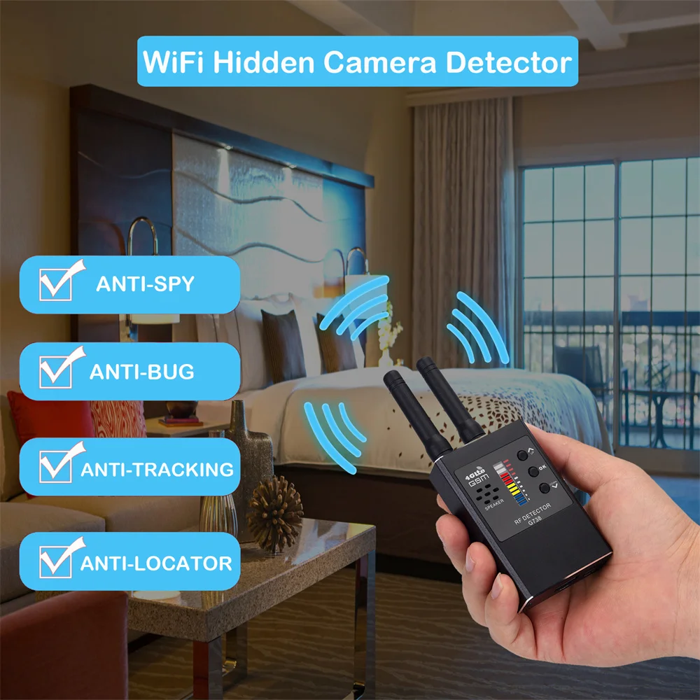 

Anti-Spy GPS Wireless Signal Automatic Detector Finder Frequency Scan Spy Camera Detector GSM Audio Bug Finder RF Signal Tracker