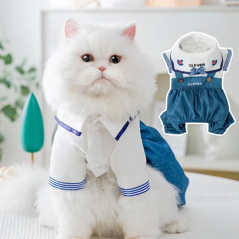 

Комбинезоны для собак, ковбойские подтяжки для питомцев, тонкий хлопковый костюм для собак, Мягкая Милая дышащая вечерняя одежда для весны ...