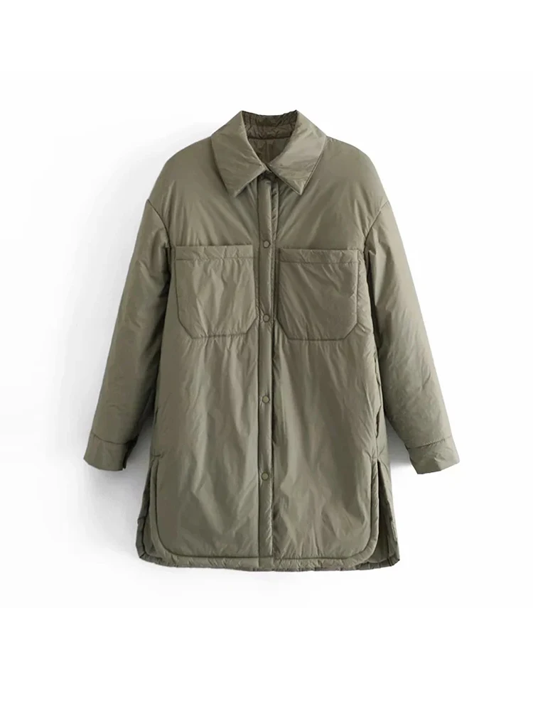 Winter Jackets Women's Parkas Coats Oversize Shirt Coat Long Sleeves Black Loose Overcoats Vintage Overshirts Spring thin Parkas