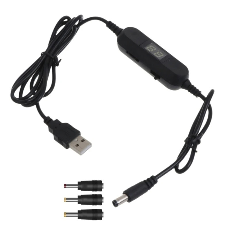 Регулируемый кабель напряжения с дисплеем USB 1,5 в-12 В 2,5 мм/3,5 мм/4,0 мм/5,5 мм