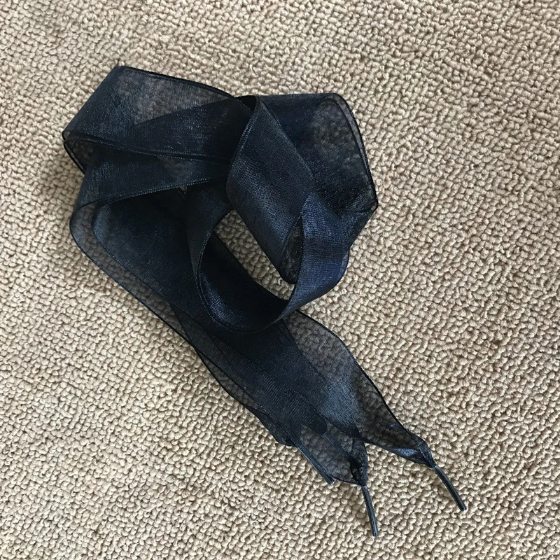 New Transparent Chiffon Yarn Shoelaces Flat Silk Big Bow Wide Laces Trend Beauty White Casual Shoes Laces Dropship