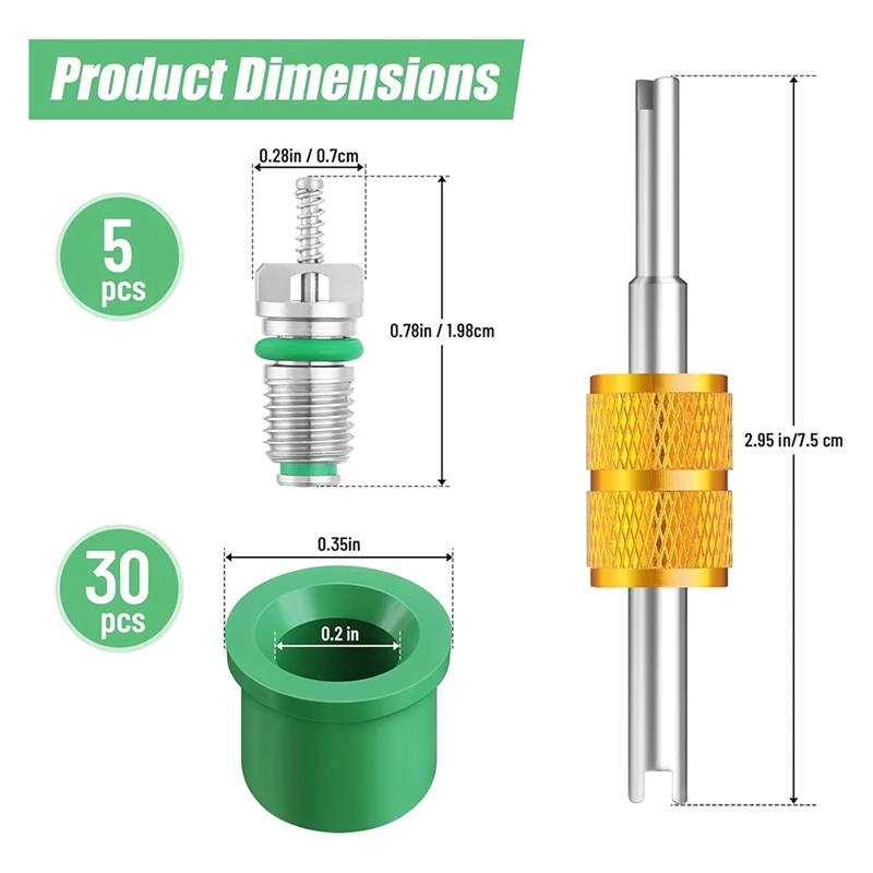 36 шт. R134a 1/4 дюйма комплект прокладок для зарядного шланга аксессуары сердечника
