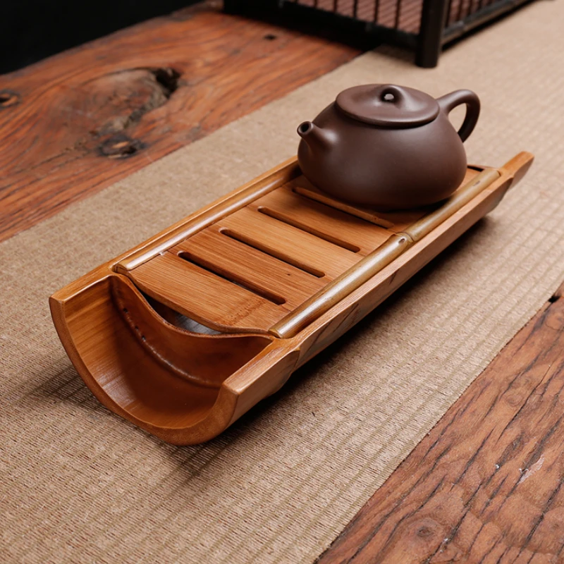 

Gong Fu Serving Tea Tray Luxury Storage Chinese Desk Tea Tray Water Absorbed Vassoi Da Portata Bamboo Kitchen Accessories YY50TT