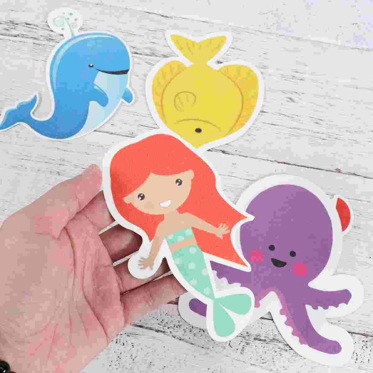 

6pcs Sticker Self-adhesive Marine Elements Anti-Slip Decals Sticker for Bathroom Bath Tub