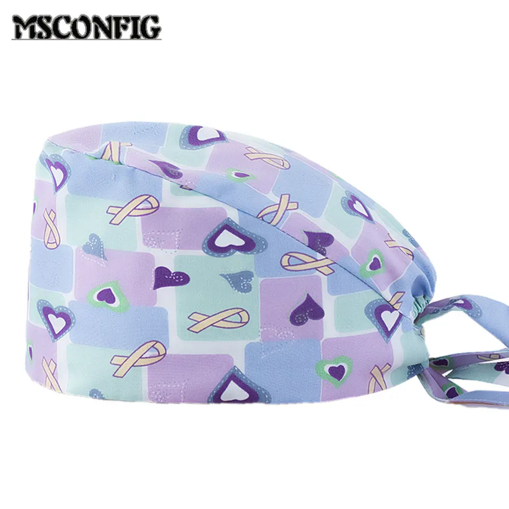 

Summer Color Printing Nurse Accessories Women's Nurse Cap Surgical Cap Dental Cap Beauty Salon Chef Laboratory Care Scrub Cap