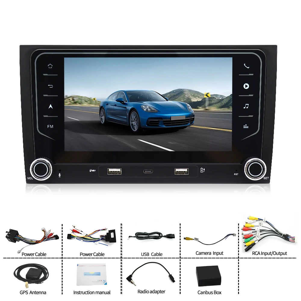 7-дюймовая Android-магнитола Type-C для Audi A4 (версия с ручкой управления) 2002-2008 гг., беспроводной CarPlay, Android Auto, GPS-навигация, Bluetooth, управление с руля (art.: 3920da64046fc) - 3920da64046fc