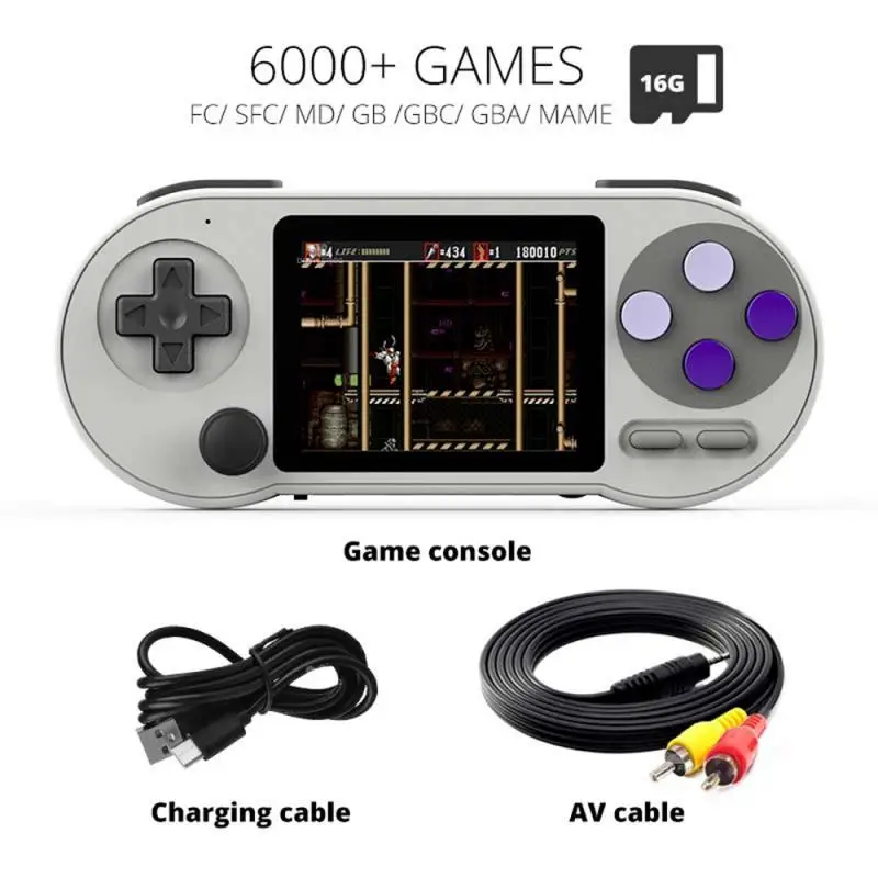 

SF2000 3 Inch IPS Handheld Game Console Player Mini Portable Game Console Built-in 6000 Games Retro Games Support AV Output