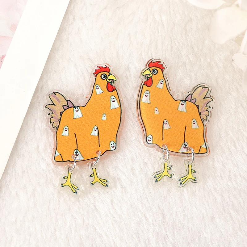 6 шт. Подвески на Хэллоуин акриловый смешной призрак череп ходячая курица для