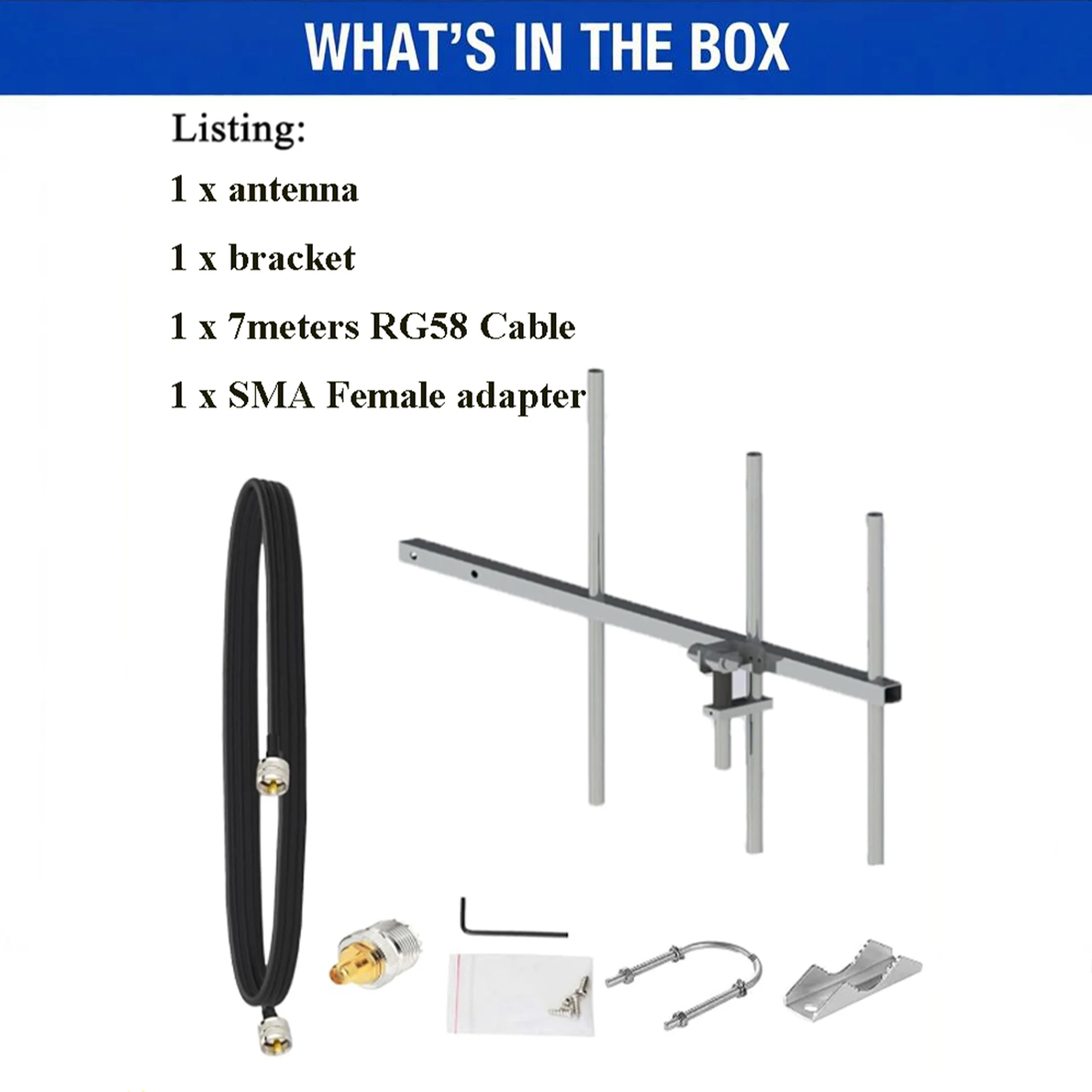 Фото Антенна Yagi UHF GMRS для базовой станции 400-470 МГц 7dBi для ретранслятора GMRS/любительского радио с 7-метровым коаксиальным кабелем SVY 50-3 PL- №4