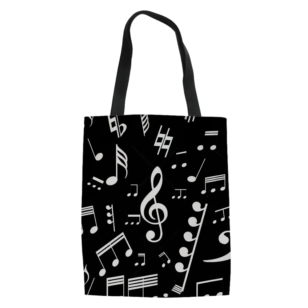 Musical Note Style Print Handbag Daily High Quality Shopping Bag Reusable Travel School Unisex Beach Handle Bag.
