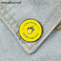 easy pease lemon squeezy yellow pin custom funny brooches shirt lapel bag cute badge cartoon jewelry gift for lover girl friends