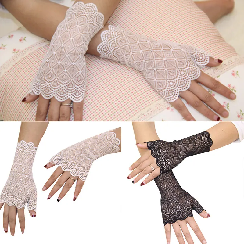 

Sexy Women Summer Lace Gloves Sunscreen Long Fingerless Mittens Covered Elastic Sleeve Driving Gloves Wrist Arm Sleeve
