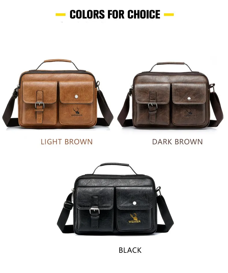 Men's Handbag Messenger Valise Shoulder Bags Zipper Briefcase Front Pocket Leisure Retro Letter Cartoon PU Outdoor Satchel Black