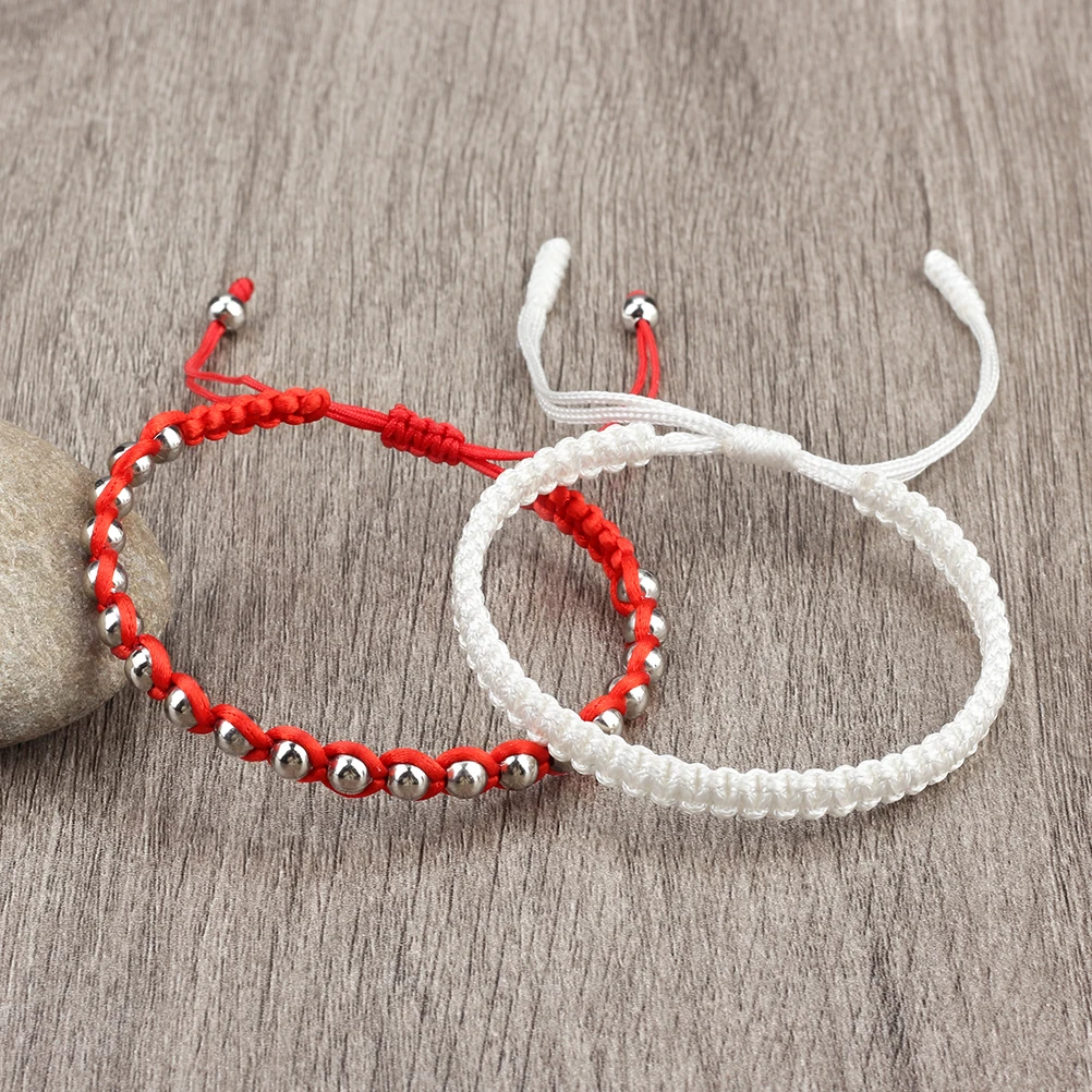 Набор плетеных браслетов Lucky с красной нитью цветные медные бусины плетеные